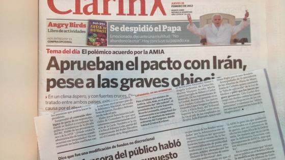 Imagen del derecho a réplica publicado en Clarín